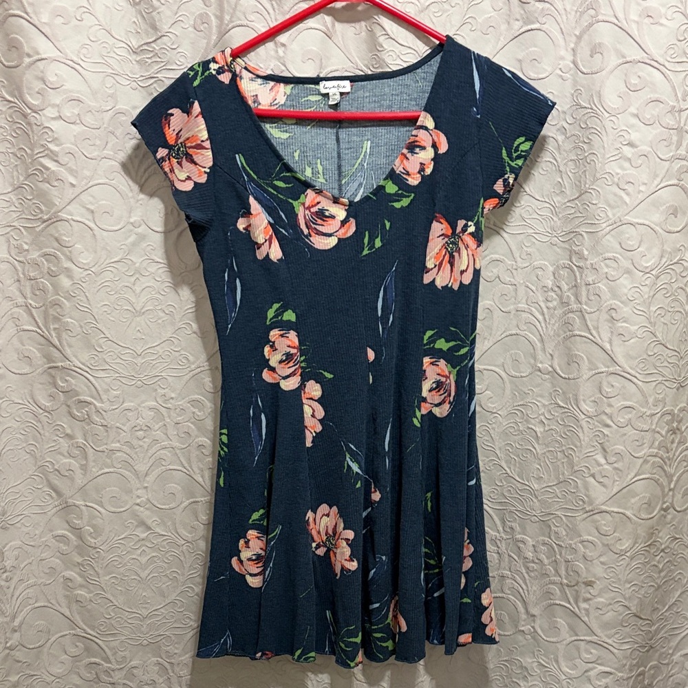 Floral Mini Dress in Navy Blue